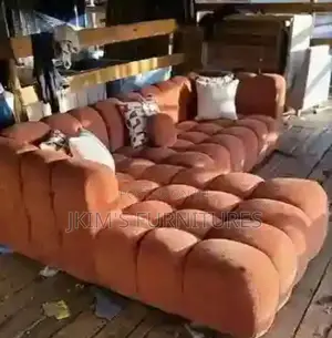 Peach-Colored Sectional Sofa