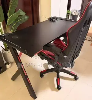 Modern Black Gaming-Style Desk Setup