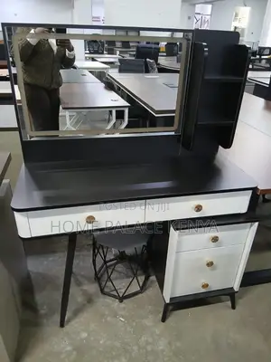 Dressing Table: Vanity Table With Stool and Rectangular Mirror