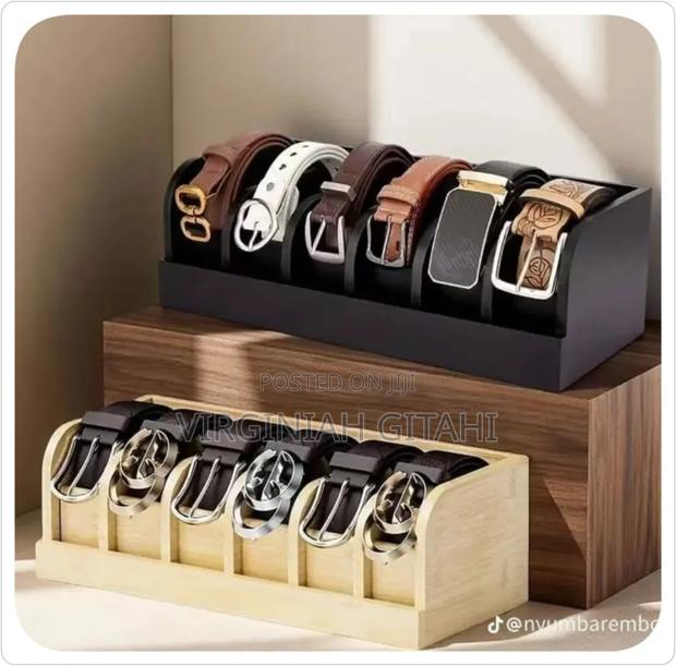 *6 Slot Premium Bamboo Belt Organizer