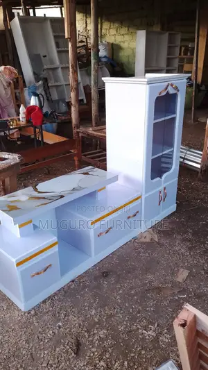 White Gold Tv Stand With Cabinet