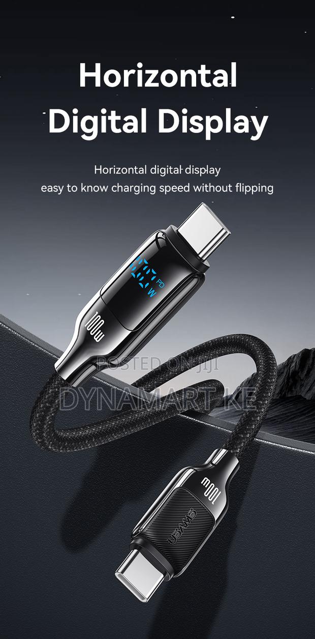 Usams 100w 1.2m Digital Display Fast Charging Data Cable Type-C to C - thumbnail 6