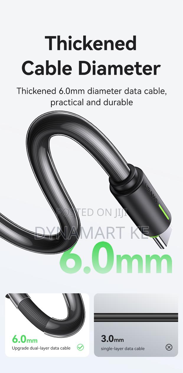 Usams 60w 1m Charging and Data Cable Type-C to Type-C - thumbnail 5