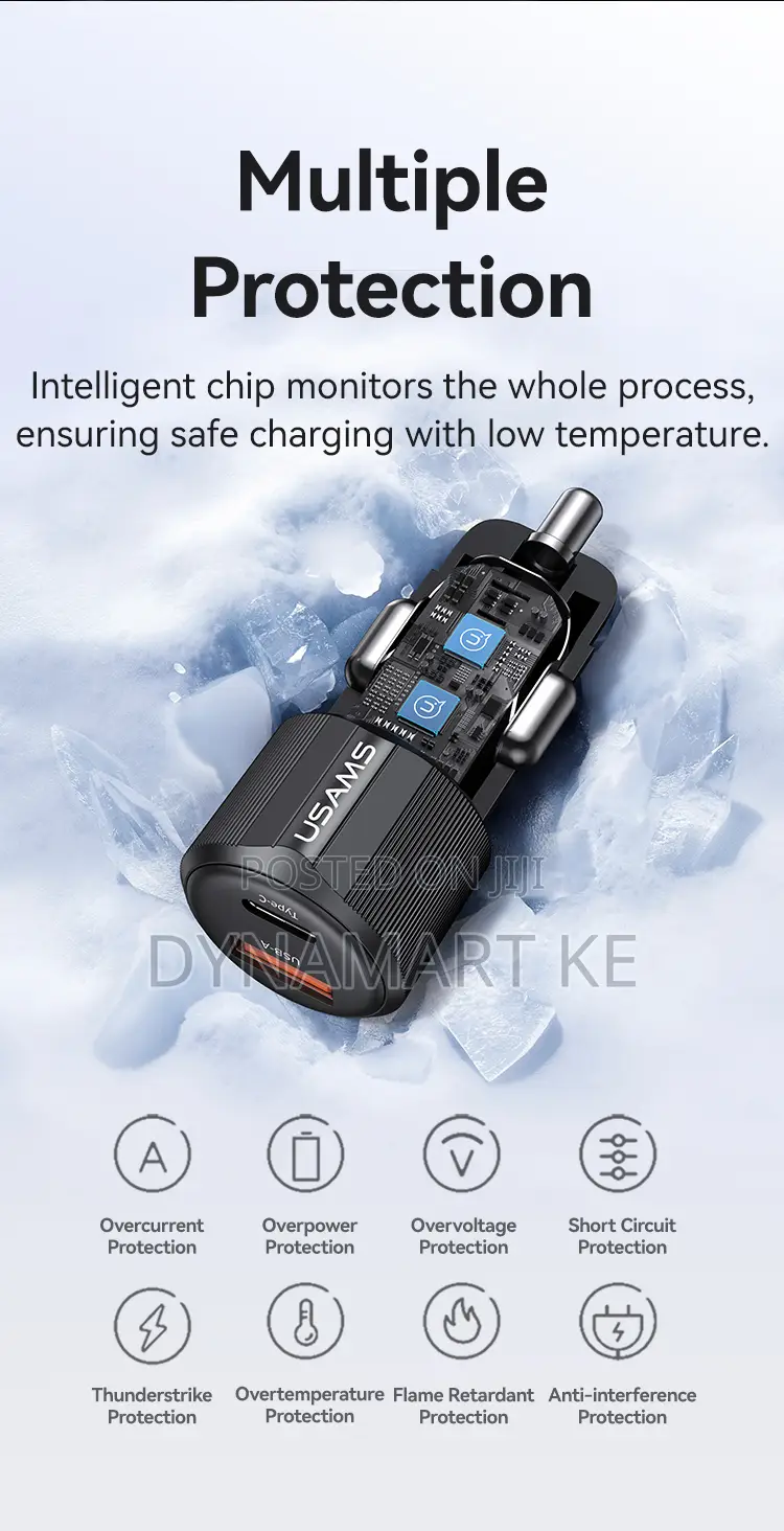 Usams 60w A+C Dual-port Fast Car Charger