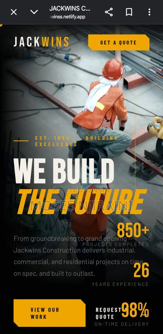 Premium Construction Company Website + Admin Dashboard For Sale