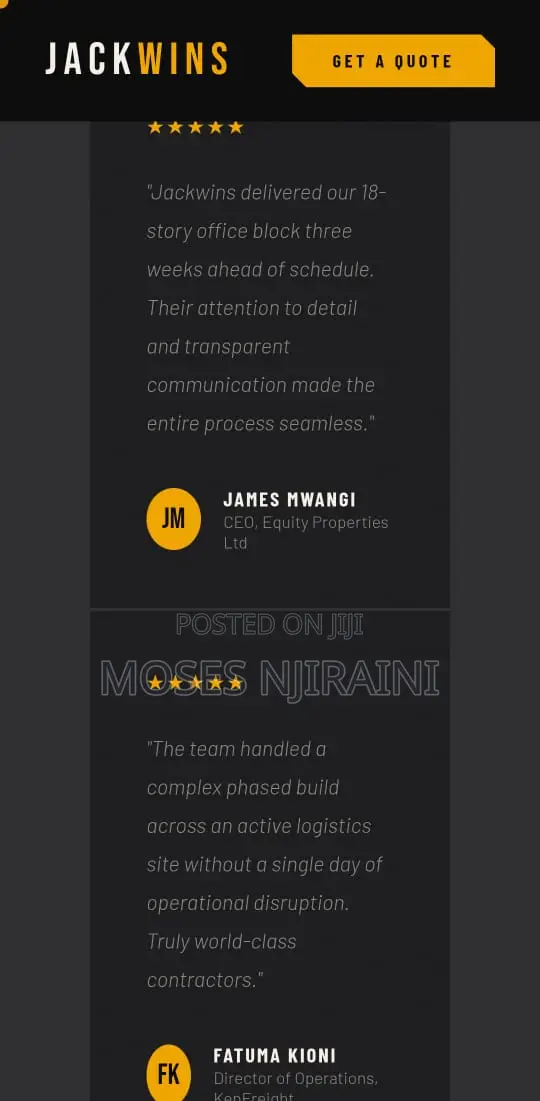 Premium Construction Company Website + Admin Dashboard For Sale