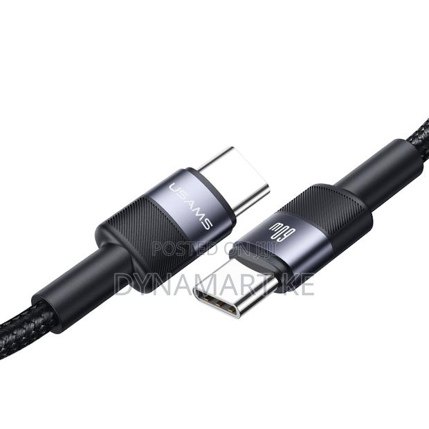Usams 60w 1.2m Aluminum Alloy Charging and Data Cable Type-C to Type-C - thumbnail 2