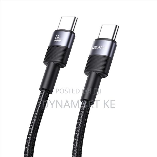 Usams 60w 1.2m Aluminum Alloy Charging and Data Cable Type-C to Type-C - thumbnail 3