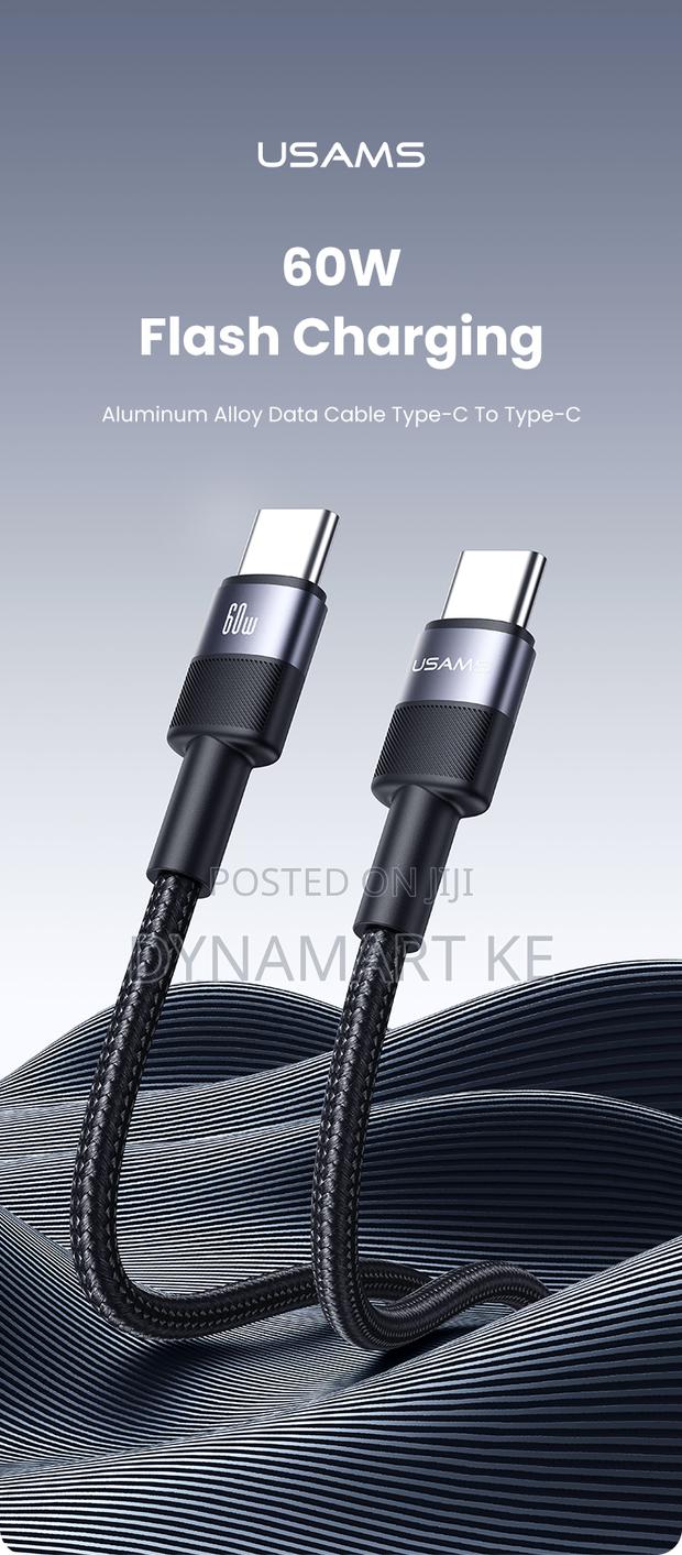 Usams 60w 1.2m Aluminum Alloy Charging and Data Cable Type-C to Type-C - thumbnail 8