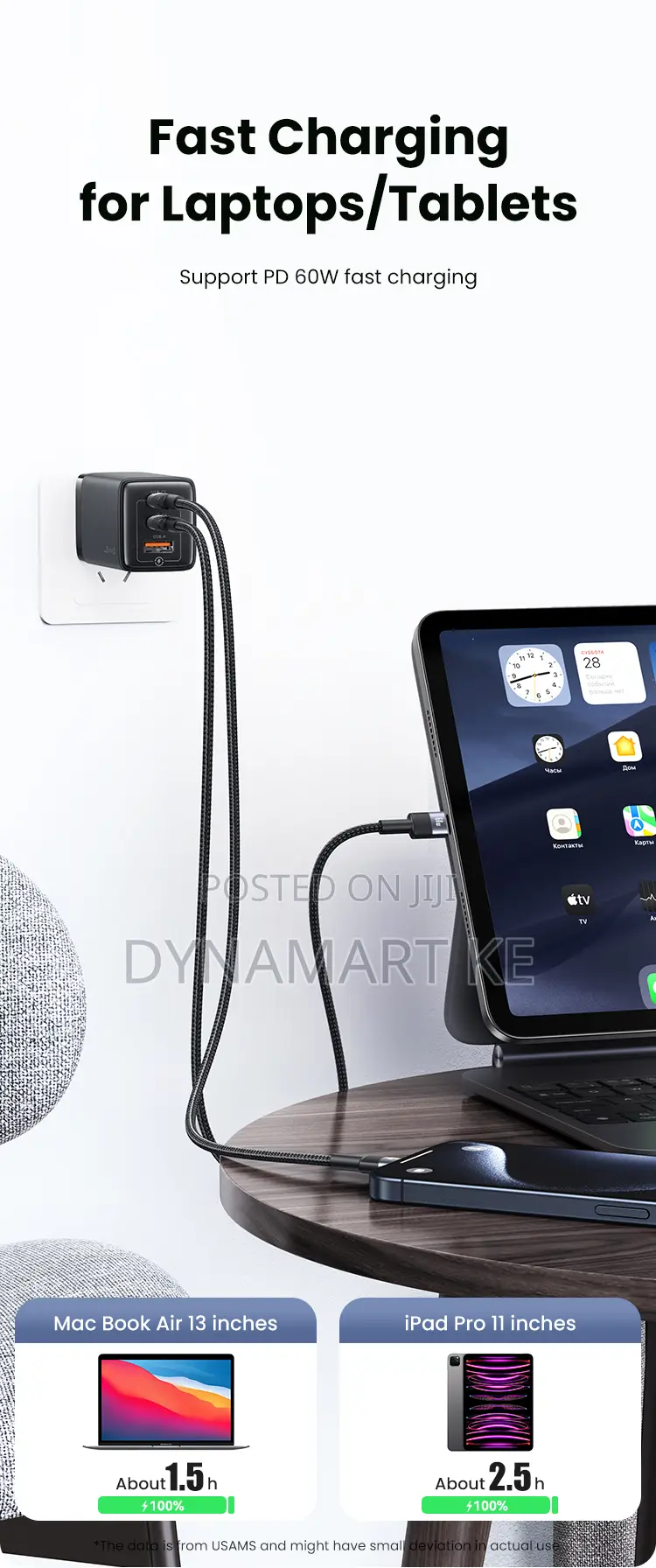 Usams 60w 1.2m Aluminum Alloy Charging and Data Cable Type-C to Type-C