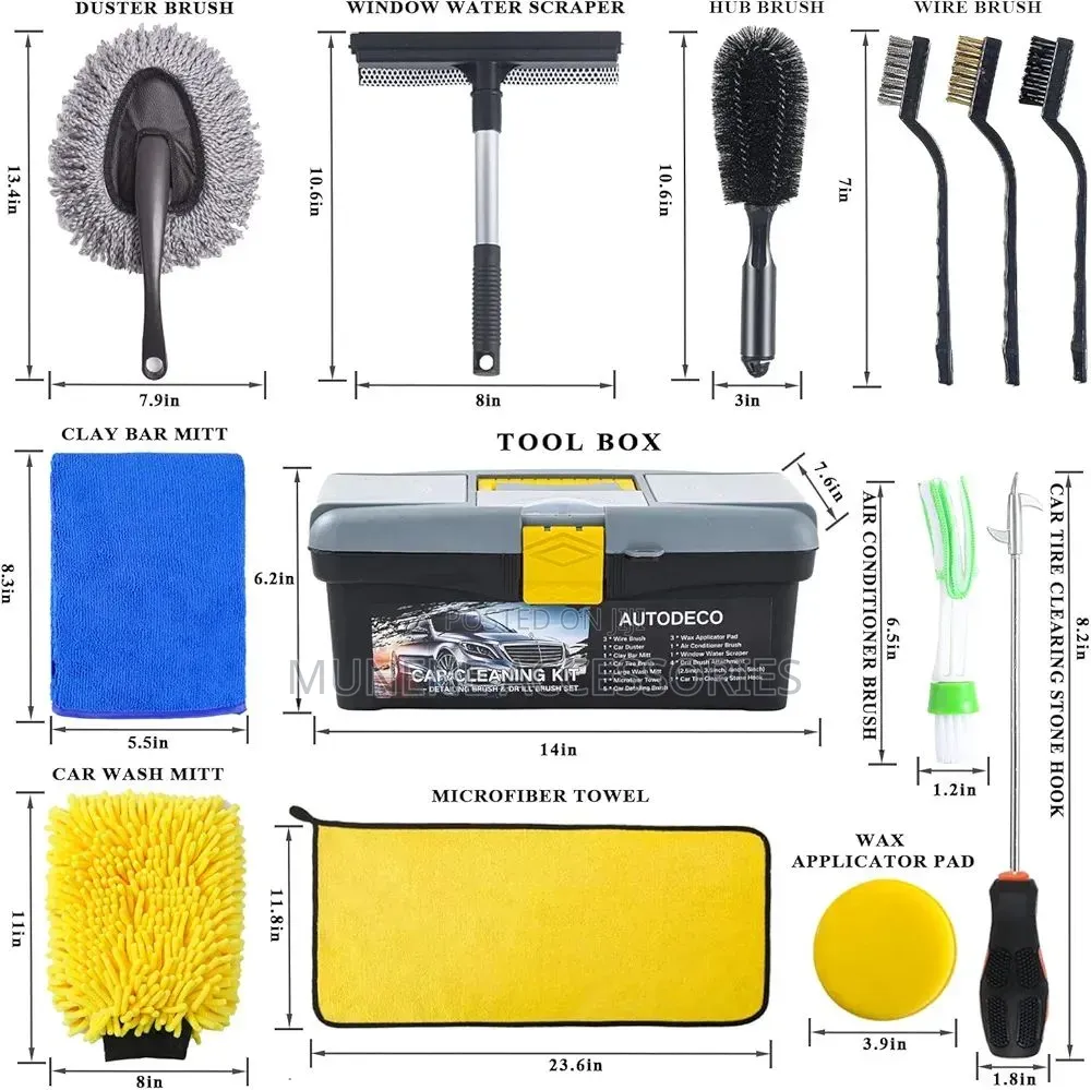 23pcs Car Wash Cleaning Tools Kit Drill Brush Set Brush Window Scraper