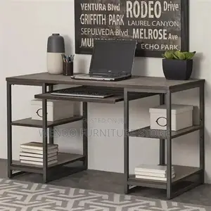 Home Desk; Wooden Computer Desk With Shelves