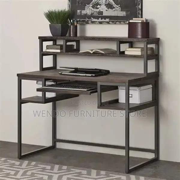 Home Desk; Wooden Computer Desk With Shelves