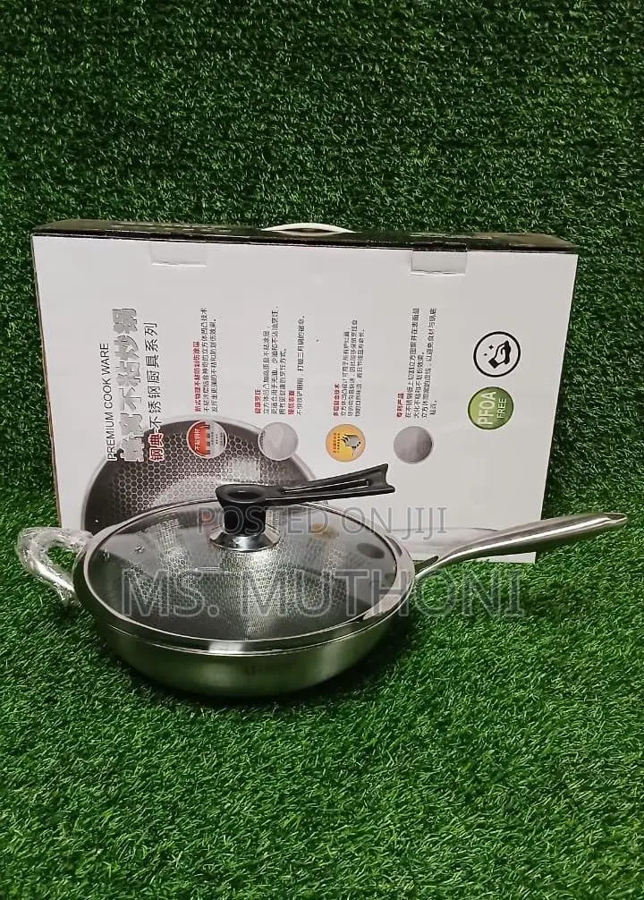 32cm Wok Pan With Glass Lid