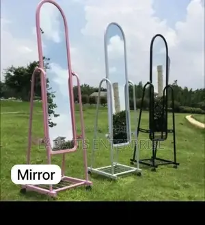 Executive Dressing Mirror With Wheels and Storage Rack
