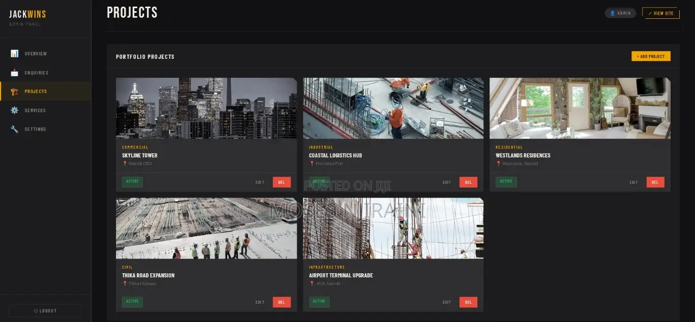 Premium Construction Company Website + Admin Dashboard For Sale