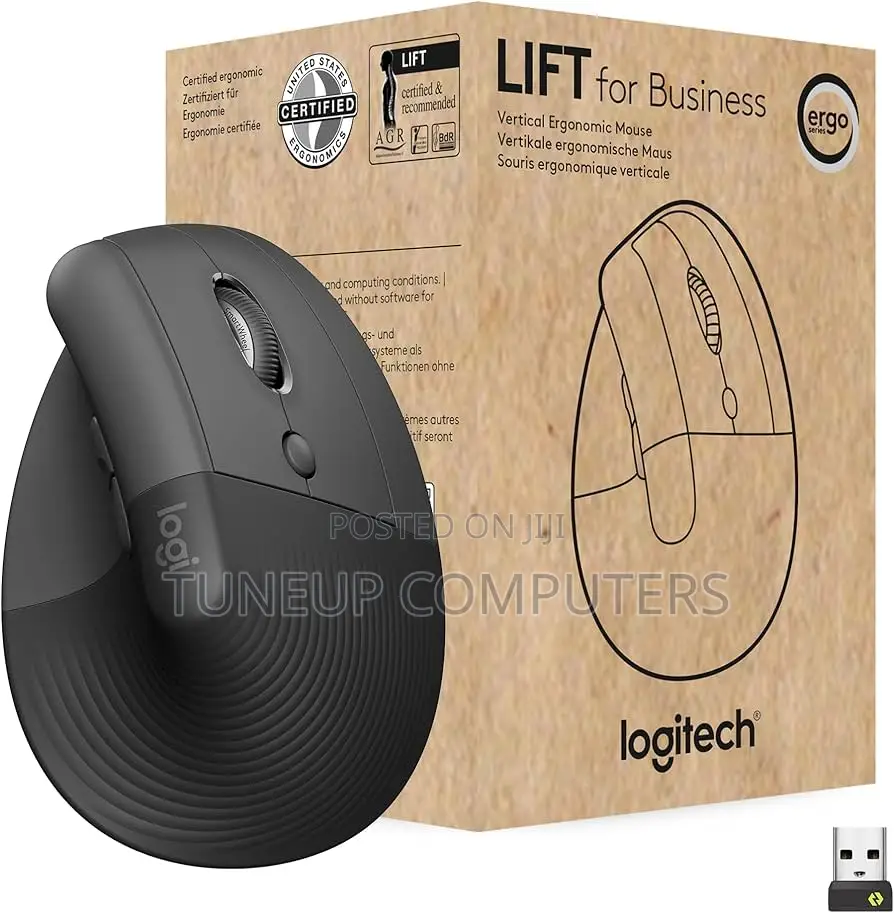 Logitech Lift Vertical Ergonomic Wireless and Bluetooth Mouse