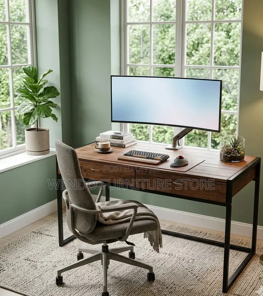Office Desk; Wooden Home Office Desk With Lockable Drawers