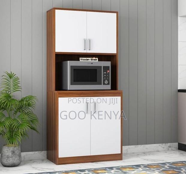 Kitchen Cabinet; Modern Microwave Oven Cabinet With Sideboard Storage - thumbnail 3