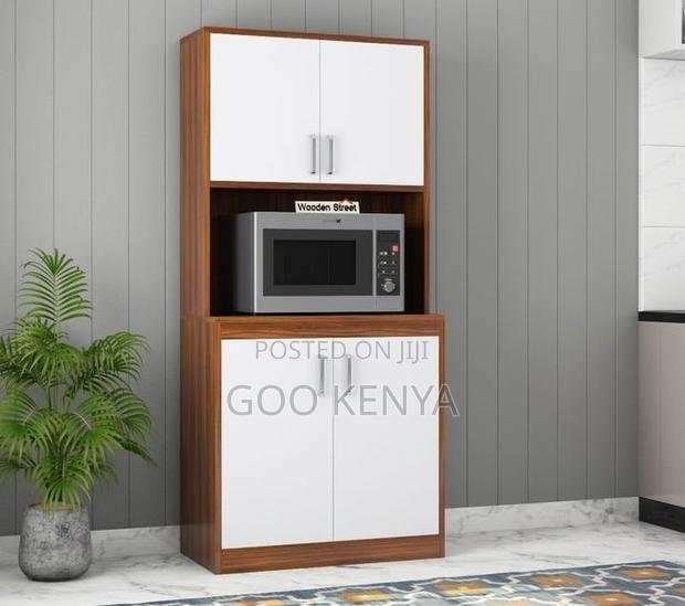 Kitchen Cabinet; Modern Microwave Oven Cabinet With Sideboard Storage - thumbnail 5