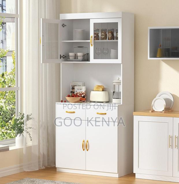 Kitchen Cabinet; Modern Microwave Oven Cabinet With Sideboard Storage - thumbnail 12