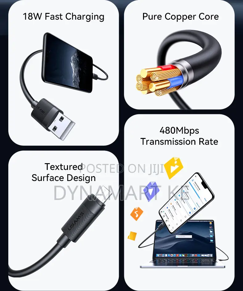 Usams 18w 1m Usb-a to Micro Fast Charging Data Cable
