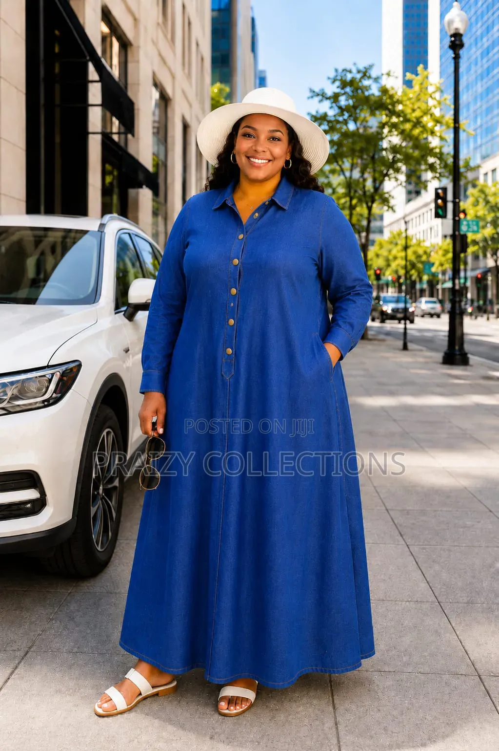 Shift Denim Long Dress