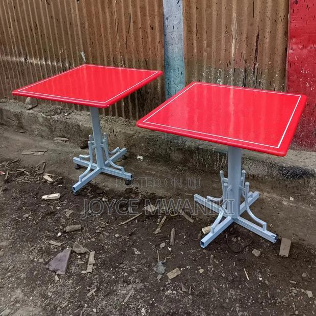 Restaurant Square Tables, White and Red