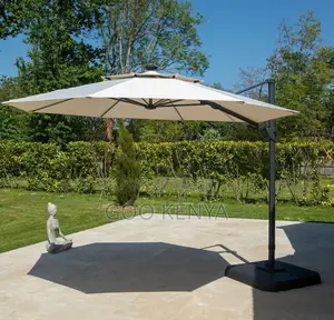 Garden Umbrella; Weather-Resistant Garden Umbrella With Solar Led