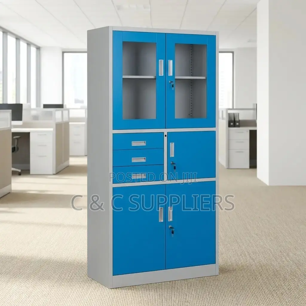 Glass Front Filling Cabinet With Safe