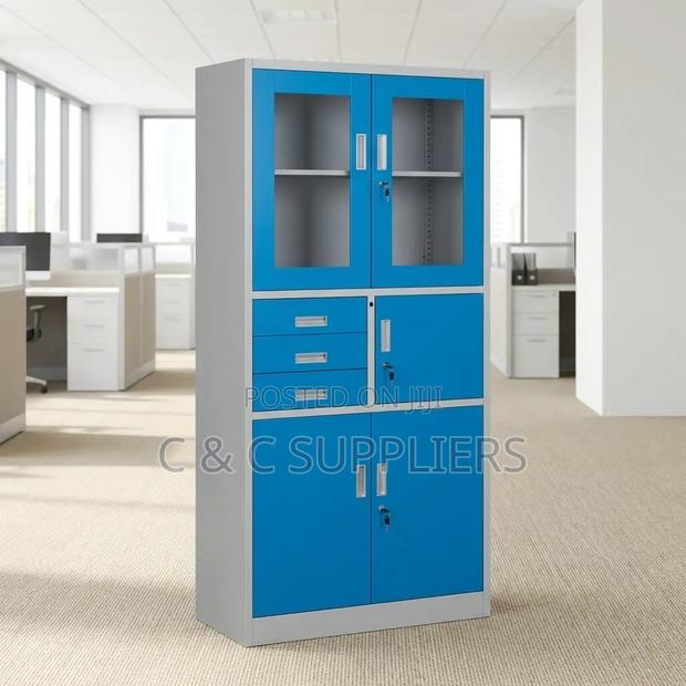 Glass Front Filling Cabinet With Safe - thumbnail 2