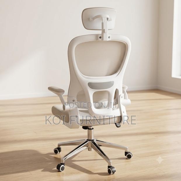 Office Chairs; White Orthopedic Fabric Office Chair - main view