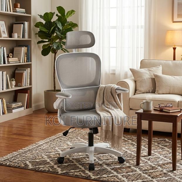 Office Chairs; White Orthopedic Fabric Office Chair - thumbnail 3