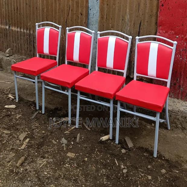 Restaurant Red Chairs, Powder Coated White