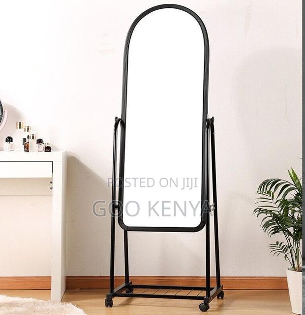 Bedroom Mirror; Modern Mobile Full Body Mirror With Storage - thumbnail 3