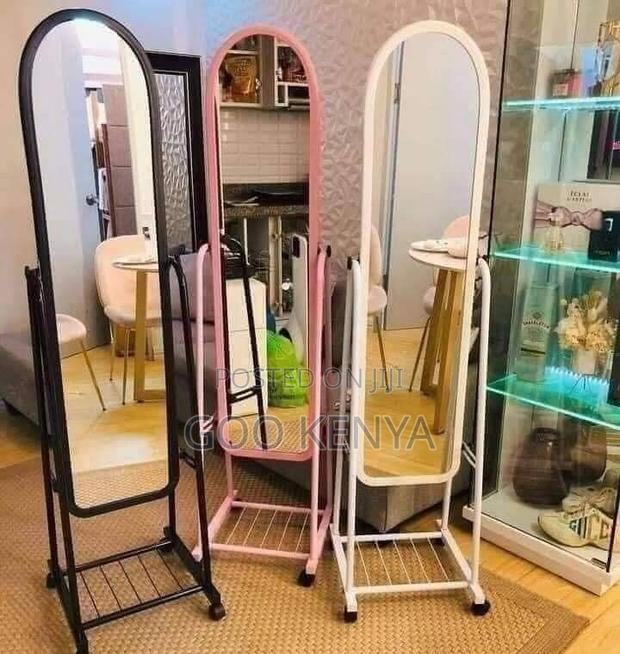 Bedroom Mirror; Modern Mobile Full Body Mirror With Storage - thumbnail 6