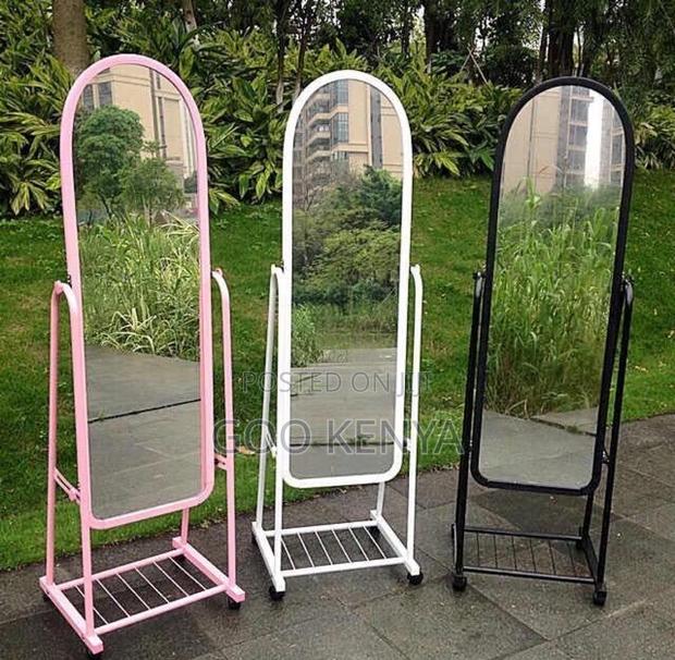 Bedroom Mirror; Modern Mobile Full Body Mirror With Storage - thumbnail 7
