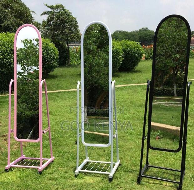 Bedroom Mirror; Modern Mobile Full Body Mirror With Storage - thumbnail 13