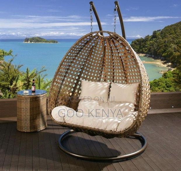 Hanging Chair; Elegant 2 Seater Rattan Lounge Set With Metal Frame