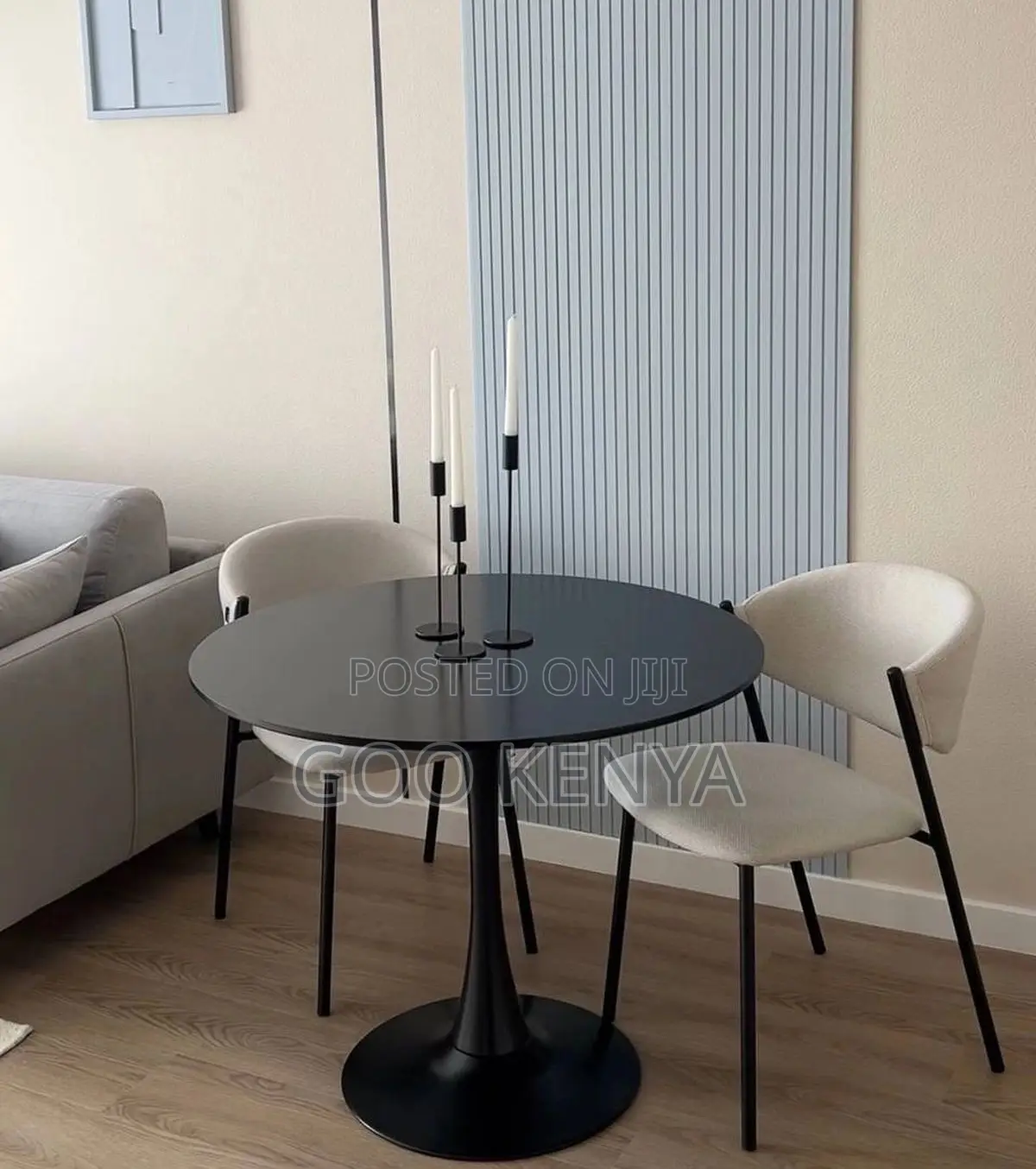 Dining Table; Modern Compact Round Dining Table With Metal Base