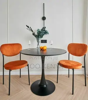 Dining Table; Modern Compact Round Dining Table With Metal Base