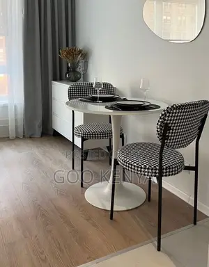 Dining Table; Modern Compact Round Dining Table With Metal Base