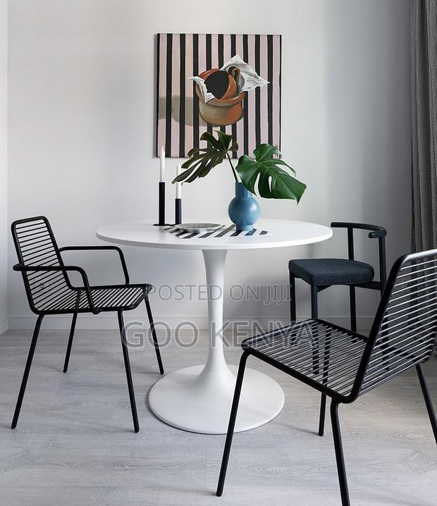 Dining Table; Modern Compact Round Dining Table With Metal Base - thumbnail 6