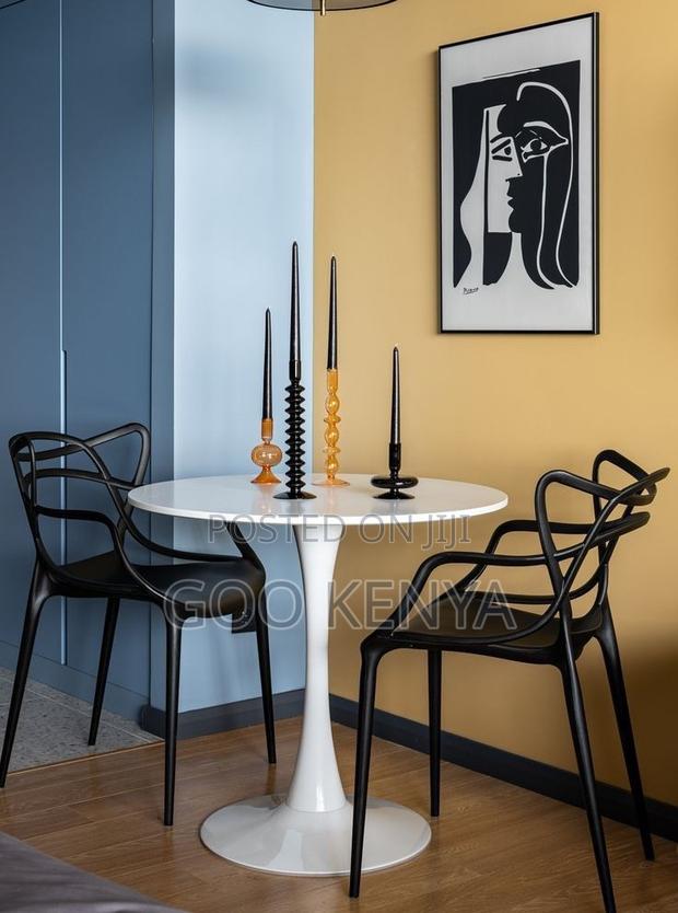 Dining Table; Modern Compact Round Dining Table With Metal Base - thumbnail 11