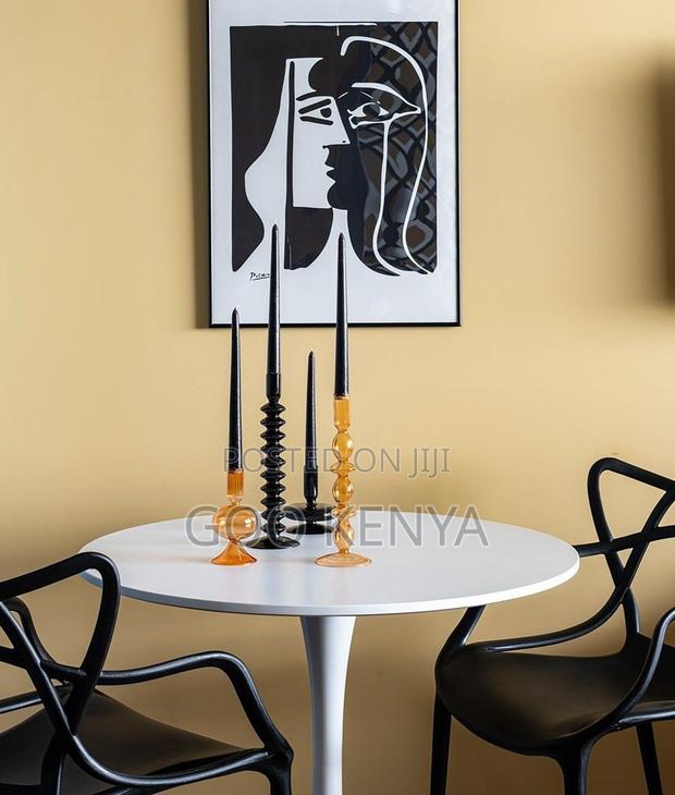 Dining Table; Modern Compact Round Dining Table With Metal Base - thumbnail 13