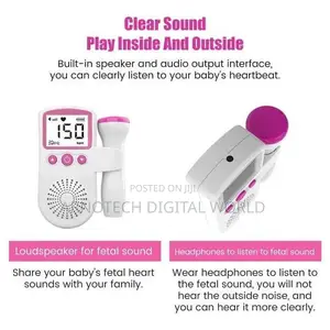 Fetal Doppler - LCD Display, Safe Heartbeat Monitor, Battery Powered