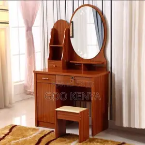 Vanity Set; Elegant Wooden Dressing Table With Fixed Mirror