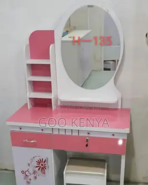 Vanity Set; Elegant Wooden Dressing Table With Fixed Mirror