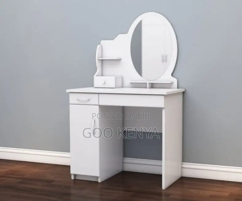 Vanity Set; Elegant Wooden Dressing Table With Fixed Mirror