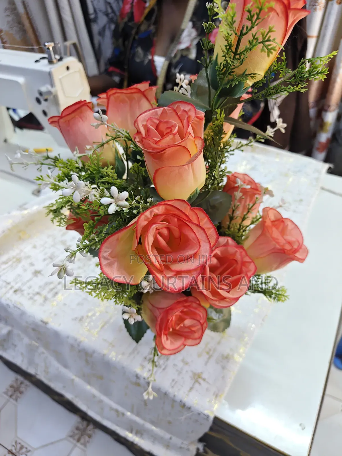 Artificial Rose Flowers With Vase